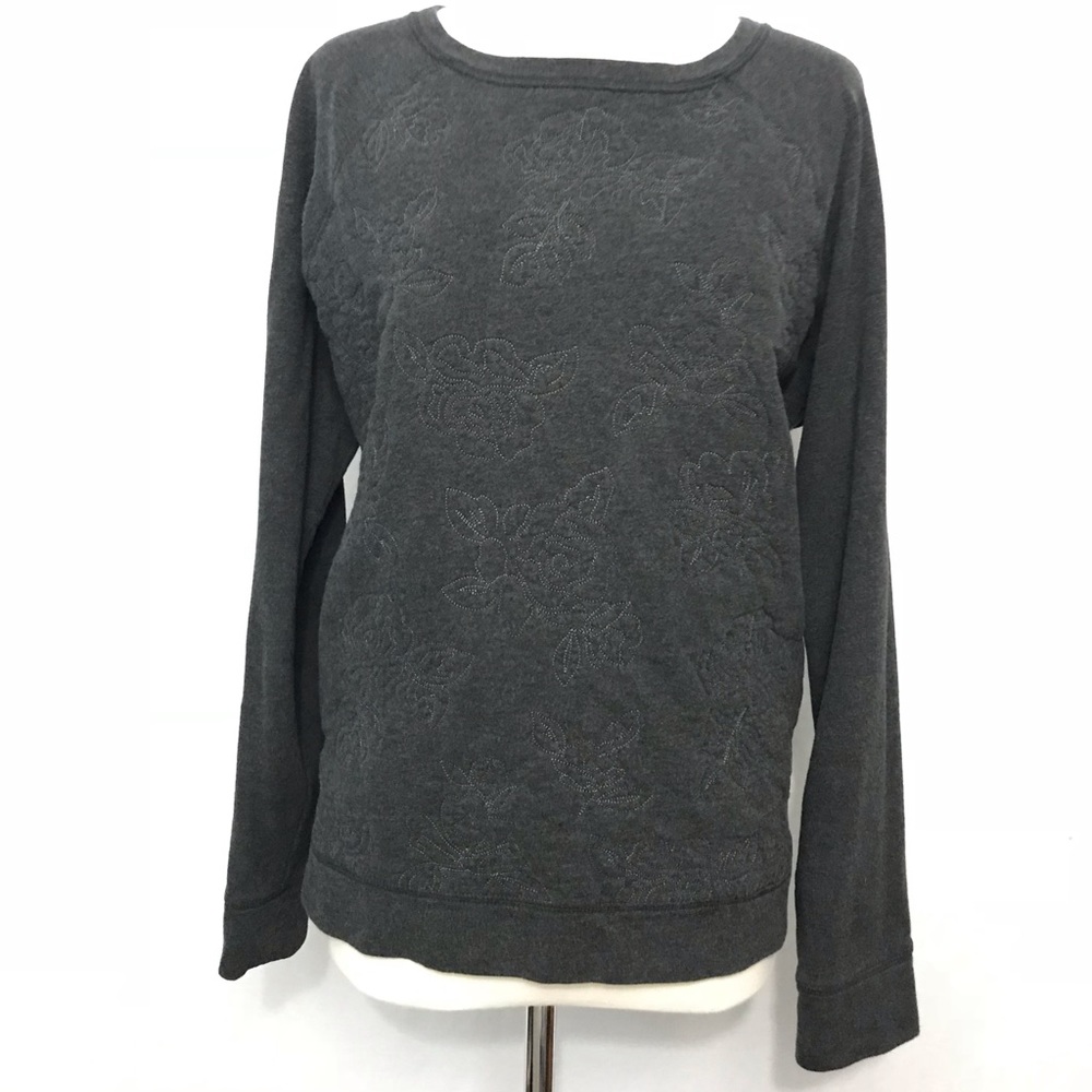 Beautiful Embroidered Gray Sweatshirt Lands’ End